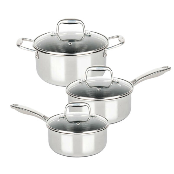 Tri-ply Non Stick Pan and Pot sets, Cookware set, 6 piece - Image 5