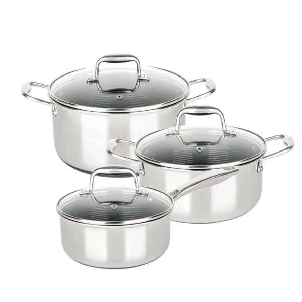 Tri-ply Non Stick Pan and Pot sets, Cookware set, 6 piece - Image 3