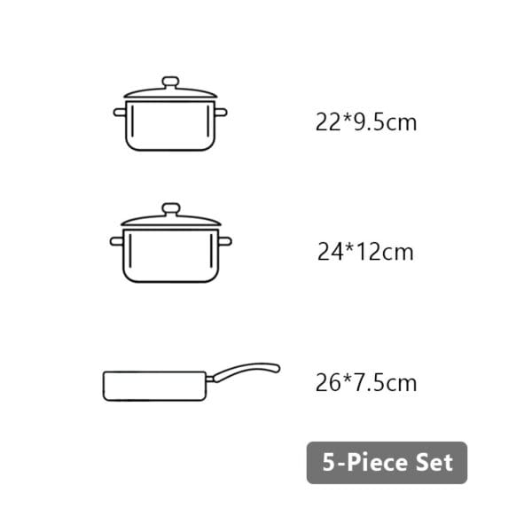 Tri-ply Non Stick Sauce Pan sets, Pan and Pot set, 5 piece - Image 10