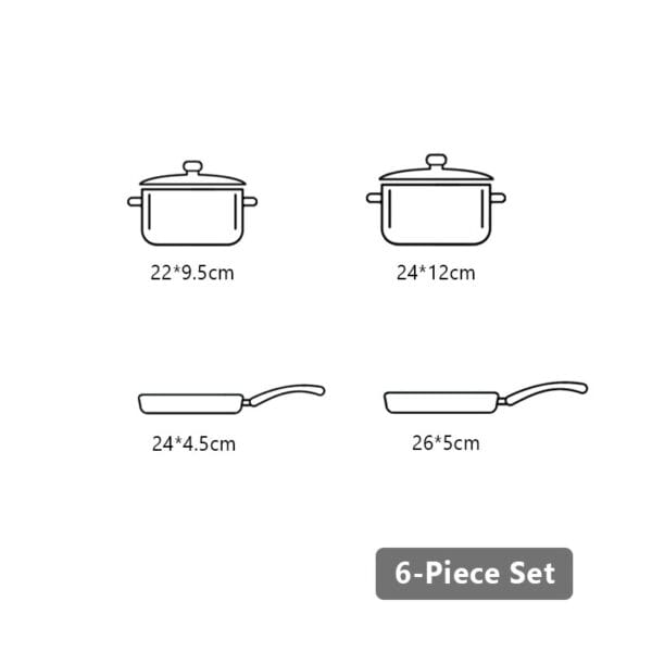 Tri-ply Non Stick Pan and Pot sets, Cookware set, 6 piece - Image 11