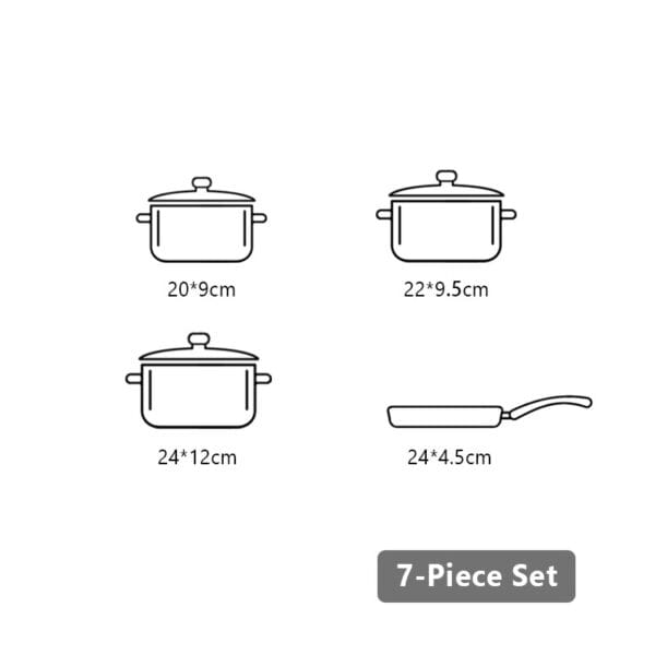 Tri-ply Non Stick Pan and Pot sets, Cookware set, 7 piece - Image 7