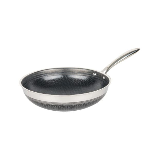 Honeycomb NonStick Wok Pan, Tri-Ply Stainless steel, with Lid  YP01 - Image 3