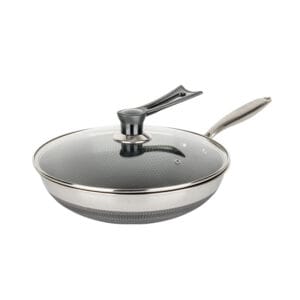 Honeycomb NonStick Wok Pan, Tri-Ply Stainless steel, with Lid  YP01