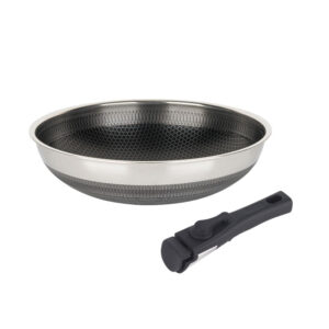 Honeycomb NonStick Wok with Removable Handle, Tir-Ply Steel