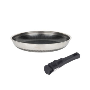 Stainless Steel Frying Pan with Removable Handle,Honeycomb No-Stick