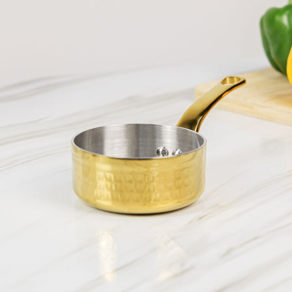 Triply Stainless Steel sauce cup, Long Handle, hammer pattern - Image 6
