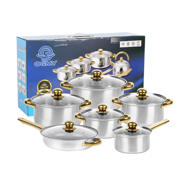 Pan and Pot Cookware Set, Stainless Steel, 12 piece, 1KP2281 - Image 2