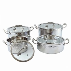 3-Ply Pan and Pot Cookware Set, Hammered Finish, 4/10 Piece