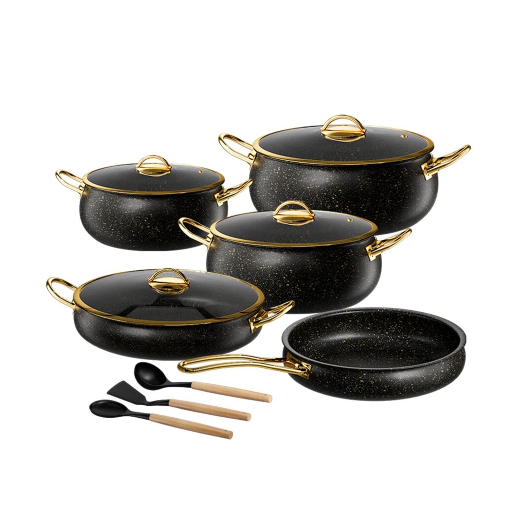 Cookware Sets插图3 3-Ply Pan and Pot Cookware Set, Teflon™ Non-Stick Coating,12 piece