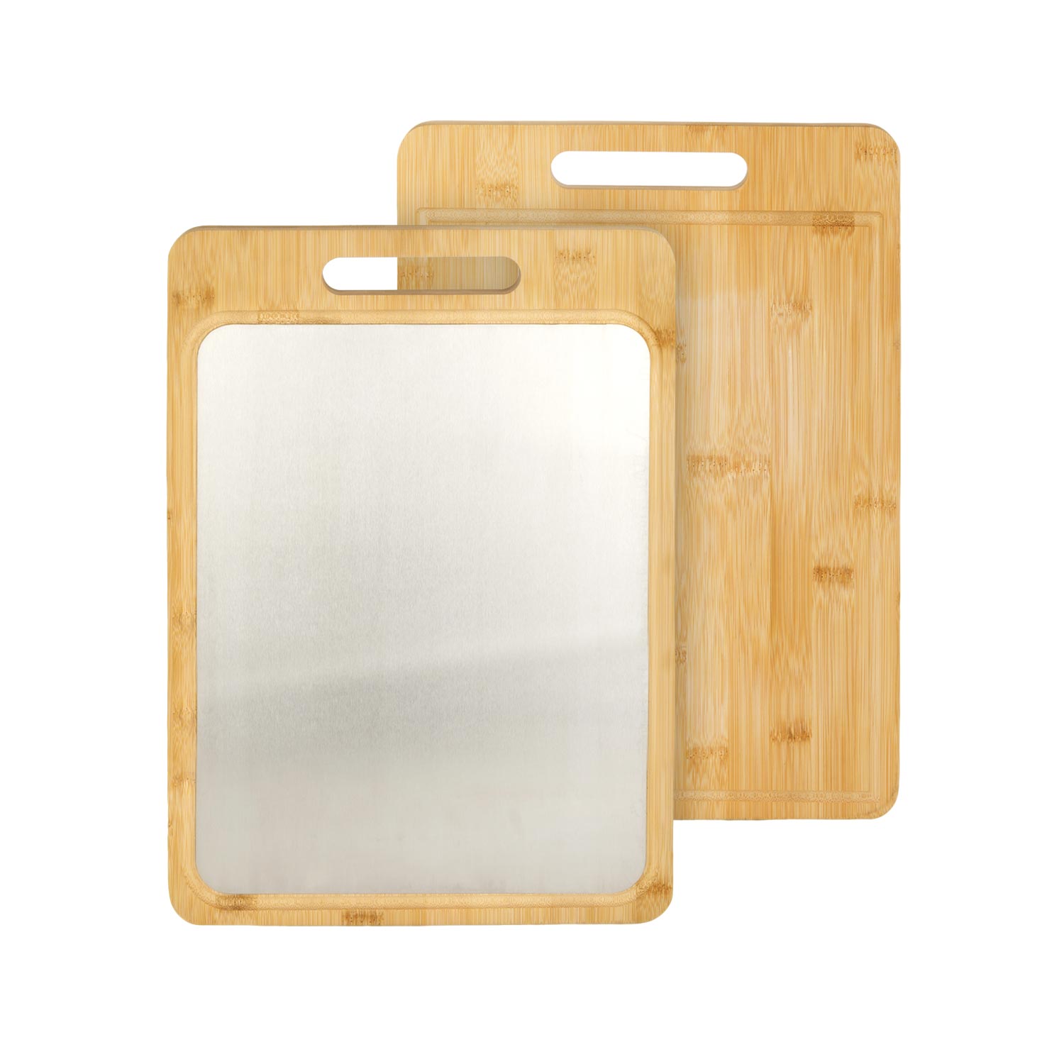 Dual-Sided Chopping Board, Stainless Steel, Organic Nanzhu Bamboo, DCB06 - Image 2