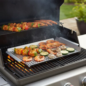 Stainless Steel Grill Topper with Handles, Rust Resistant Grill Pan, BGB101