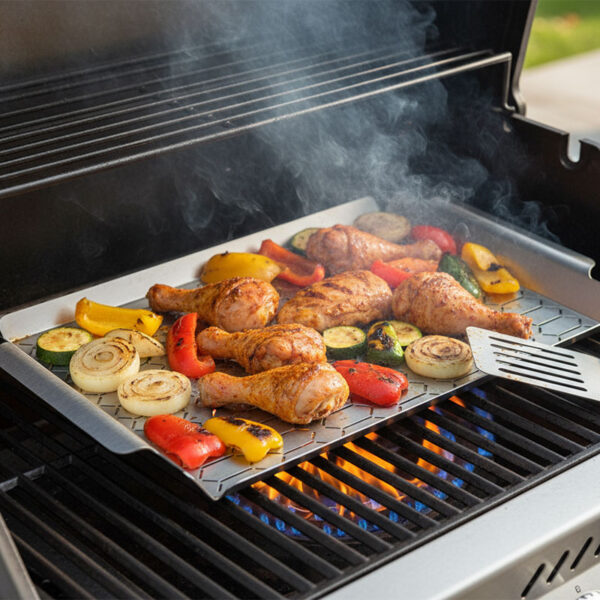 Stainless Steel Grill Tray BBQ Vegetable Grilling Basket with Handle BGB103缩略图
