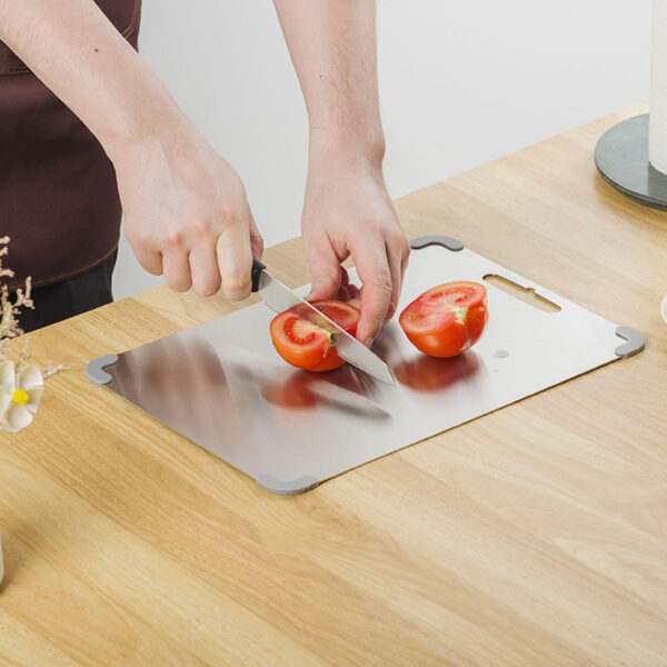 Cutting Board with Silicone Corner Protect, Stainless Steel, CCB01-P缩略图 Cutting Board with Silicone Corner Protect, Stainless Steel, CCB01-P缩略图