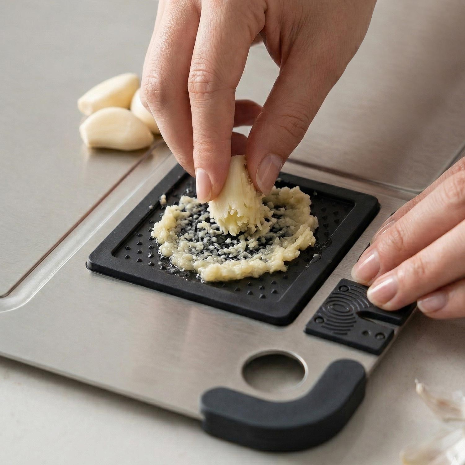 304 Stainless Steel Cutting Board, Built-in Sharpeners, Grater, CCB11 - Image 6