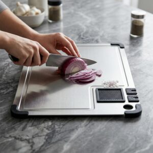 304 Stainless Steel Cutting Board, Built-in Sharpeners, Grater, CCB11