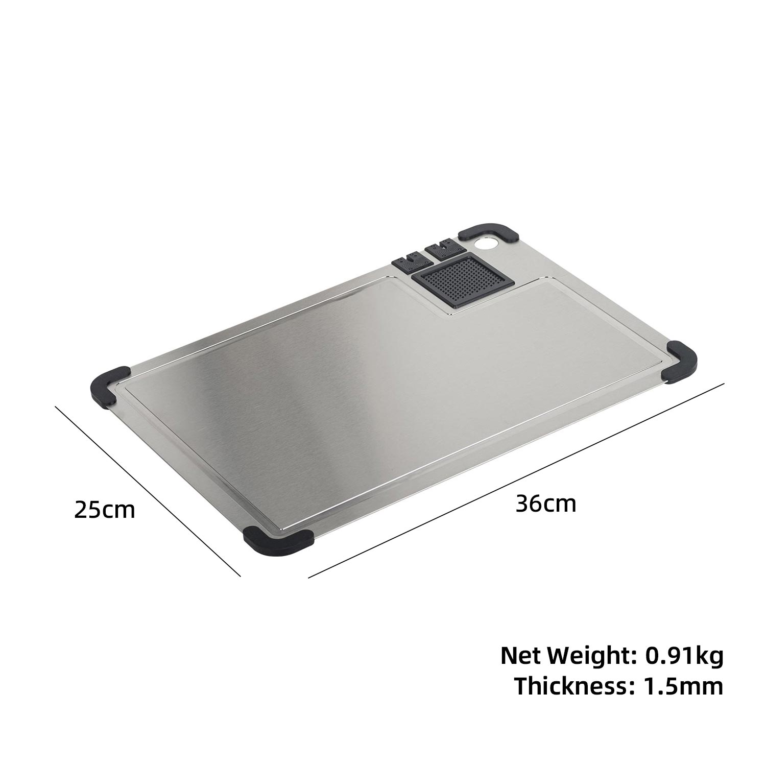 304 Stainless Steel Cutting Board, Built-in Sharpeners, Grater, CCB11 - Image 7