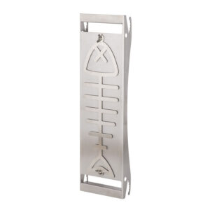Stainless Steel Flame Salmon Board with Fish-Bone Holder, Flammlachsbrett, FSB07