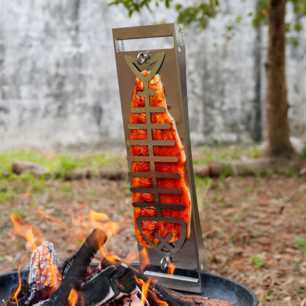 Stainless Steel Flame Salmon Board with Fish-Bone Holder, Flammlachsbrett, FSB07缩略图 Stainless Steel Flame Salmon Board with Fish-Bone Holder, Flammlachsbrett, FSB07缩略图