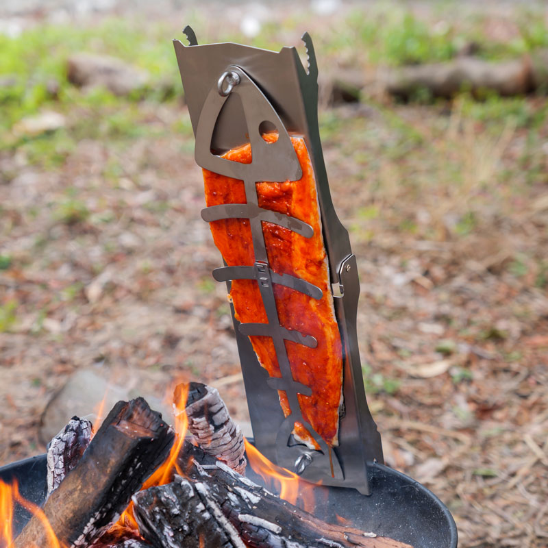 Folding Stainless Steel Salmon Plank, Flammlachsbrett, Salmon Holder, FSB09 - Image 4