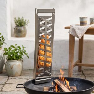 Stainless Steel Flame Salmon Holder, Multi-Functional, BBQ Grill Rack, FSB10
