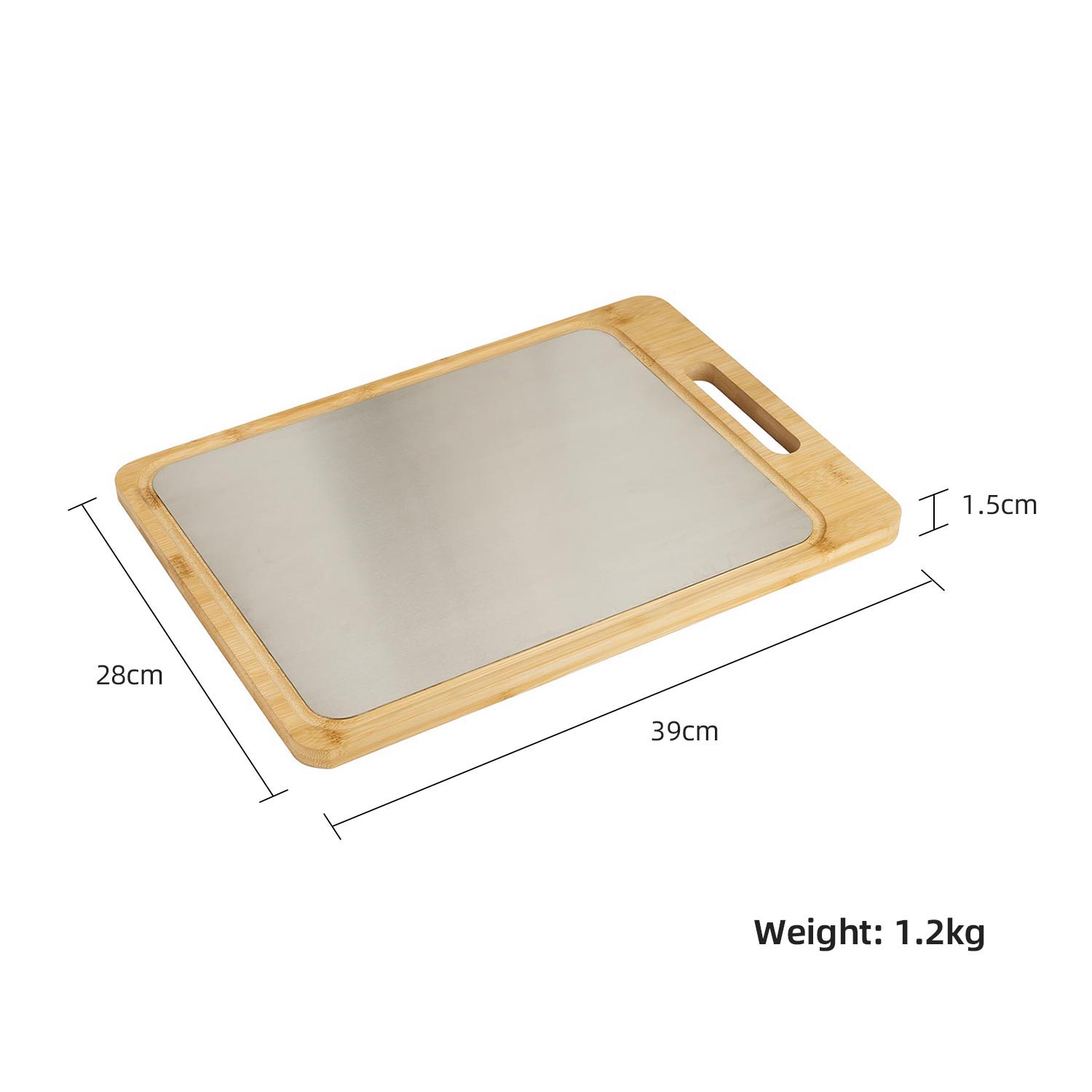 Dual-Sided Chopping Board, Stainless Steel, Organic Nanzhu Bamboo, DCB06 - Image 7