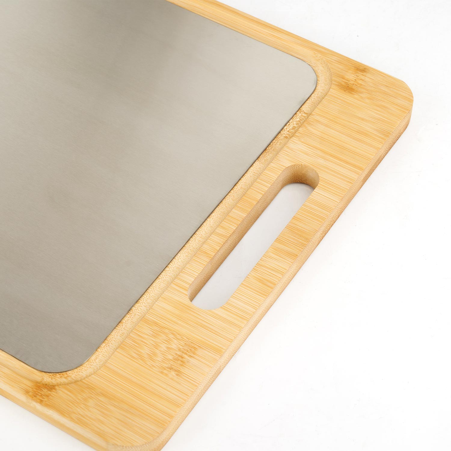 Dual-Sided Chopping Board, Stainless Steel, Organic Nanzhu Bamboo, DCB06 - Image 6