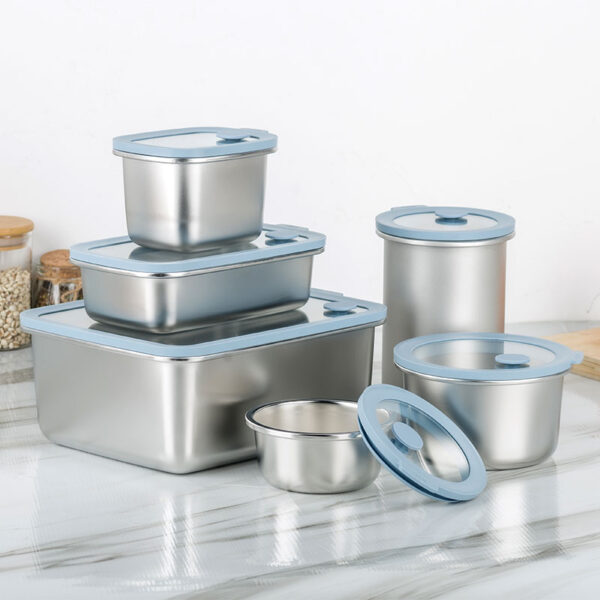 Leak Proof 304 Stainless Steel Lunch Box Bento Box with Glass Lid, Multiple sizes, 1HP2168