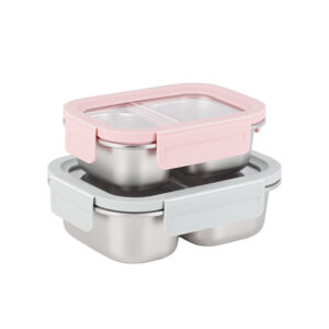 Bento Box Lunch Containers with 2 Compartments, Stainless Steel 1HP2178