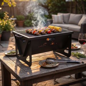 Customization Portable Charcoal Barbecue Grill, Metal, Black, GB2105