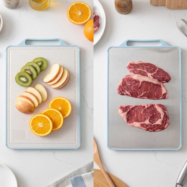 Dual-Sided Cutting Board | 304 Stainless Steel & PP Kitchen Chopping Board缩略图