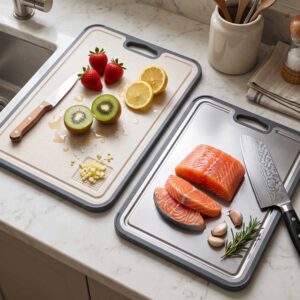 Dual-Sided Titanium & PP Cutting Board, Volcano Texture, Dishwasher Safe