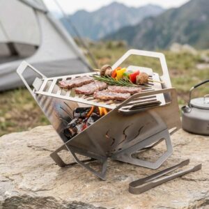 Portable Stainless Steel BBQ Grill, Simple Assembly, GB2114